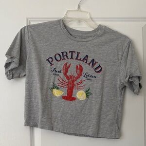 Cropped Gray Portland Graphic Tee T-Shirt